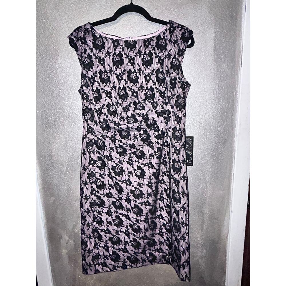 Tahari ASL Cocktail Romantic Datenight Black Lace Sleeveless Ruched Dress